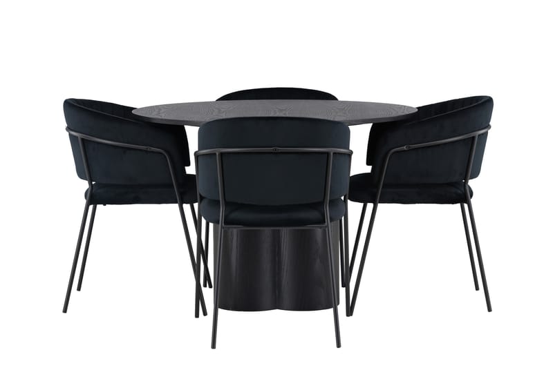 Olivia Matgruppe 110 cm Rund med 4 Selma Stoler, Sort