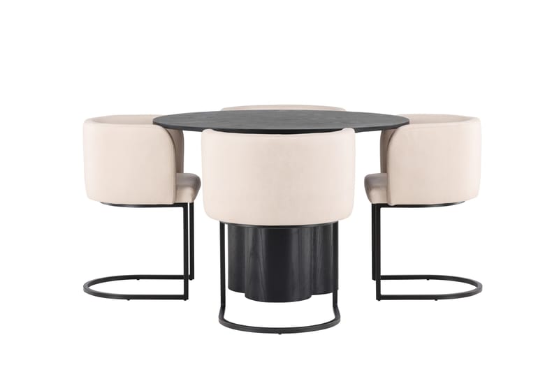 Olivia Matgruppe 110 cm Rund med 4 Simrishman Stoler, Beige