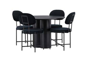 Olivia Matgruppe 110 cm Rund med 4 Stella Stoler - Sort - Møbler - Bord - Spisegrupper