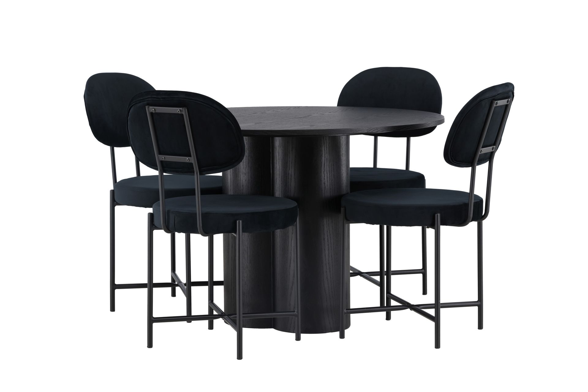 Olivia Matgruppe 110 cm Rund med 4 Stella Stoler - Sort - Møbler - Bord - Spisegrupper