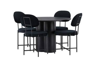 Olivia Matgruppe 110 cm Rund med 4 Stella Stoler - Sort - Møbler - Bord - Spisegrupper