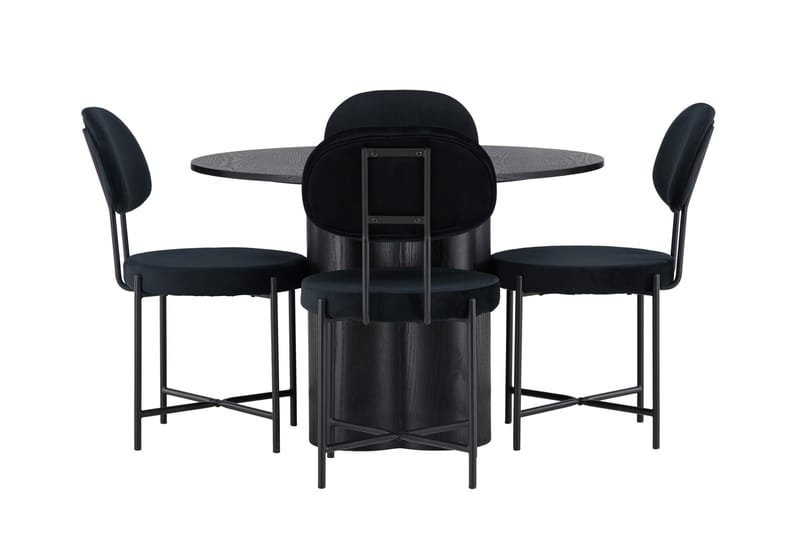 Olivia Matgruppe 110 cm Rund med 4 Stella Stoler, Sort