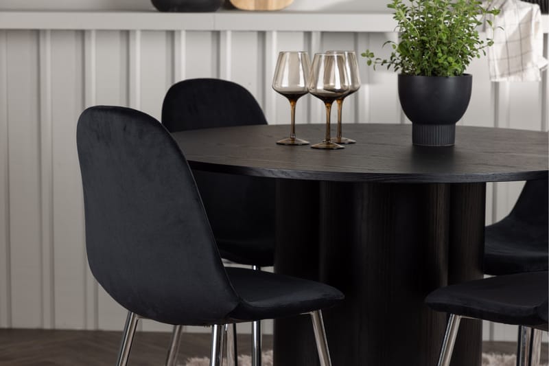 Olivia Matgruppe 110 cm Rund med 4 Polar Stoler - Sort - Møbler - Bord - Spisegrupper