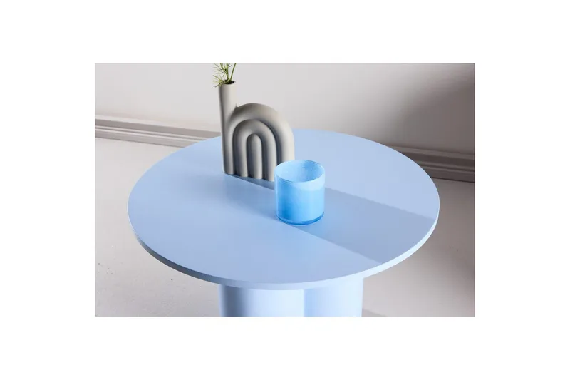 Olivia Rundt Sofabord 80x45 cm i Tre med Malt Tre - Blå - Møbler - Bord - Sofabord