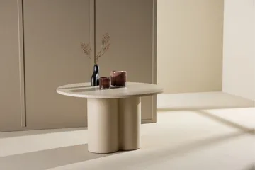 Olivia Sofabord 80 cm Rundt i Malt Tre - Beige - Møbler - Bord - Sofabord