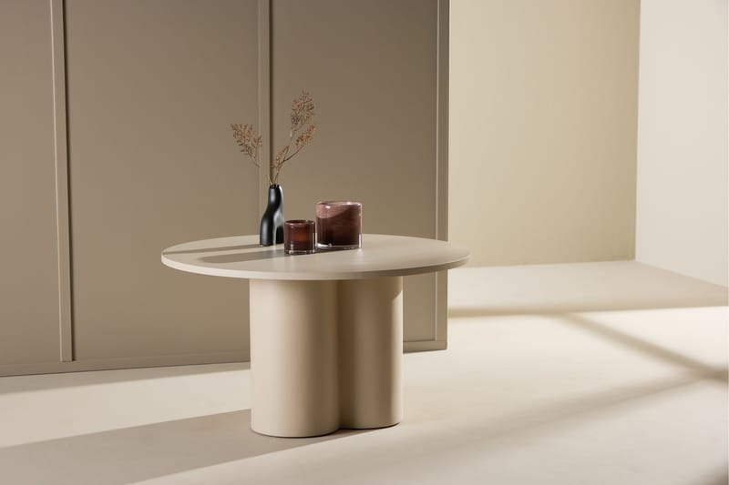 Olivia Sofabord 80 cm Rundt i Malt Tre - Beige - Møbler - Bord - Sofabord