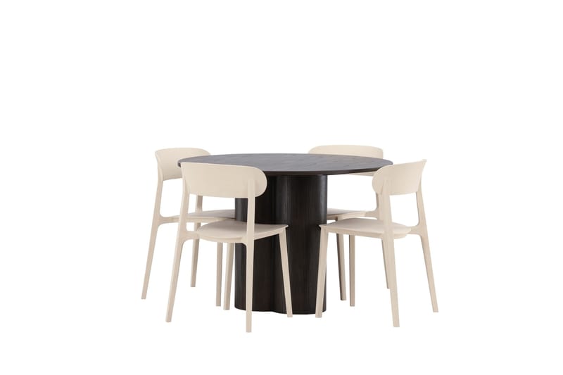 Olivia Spisegruppe 110 cm Rund med 4 Åstol Stoler - Beige - Møbler - Bord - Spisegrupper