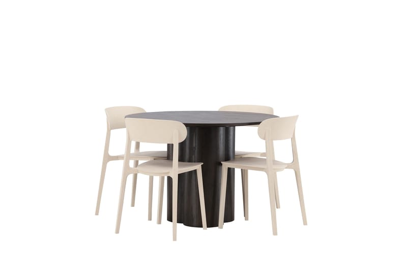 Olivia Spisegruppe 110 cm Rund med 4 Åstol Stoler - Beige - Møbler - Bord - Spisegrupper