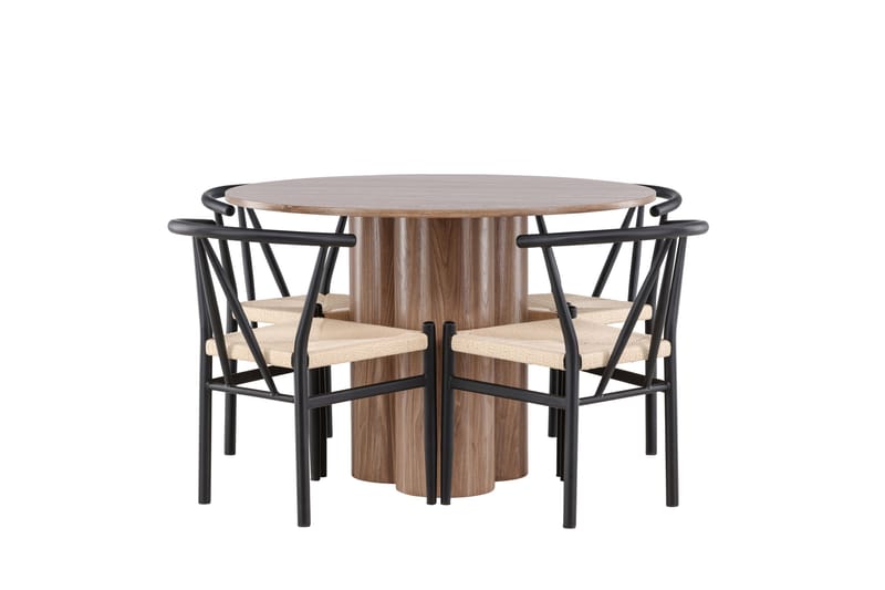 Olivia Spisegruppe 110 cm Rund med 4 Alfons stoler - Mocca/Sort - Møbler - Bord - Spisegrupper