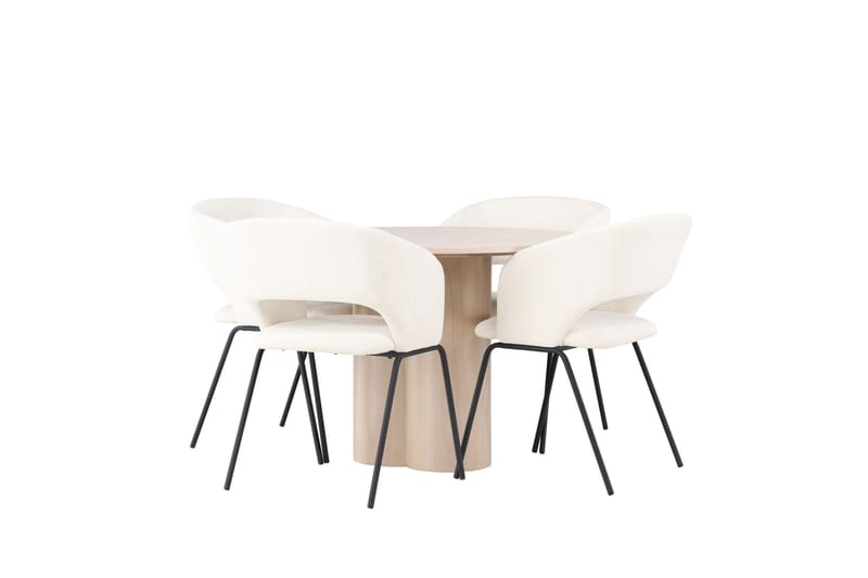 Olivia Spisegruppe 110 cm Rund med 4 Day Stoler - Whitewash - Møbler - Bord - Spisegrupper