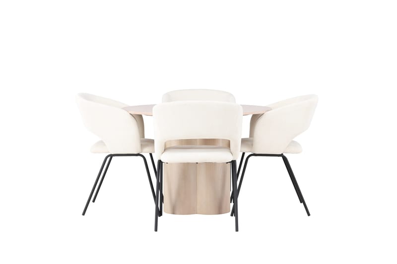 Olivia Spisegruppe 110 cm Rund med 4 Day Stoler, Whitewash