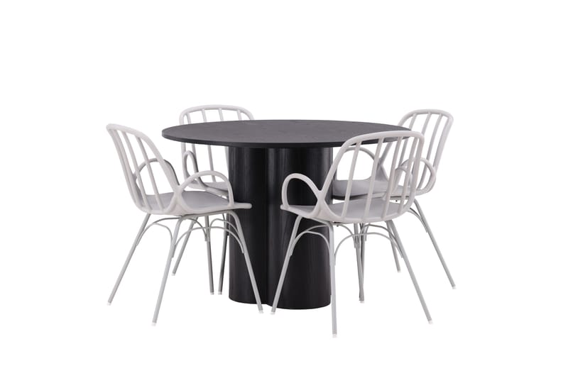 Olivia Spisegruppe 110 cm Rund med 4 Dyrön Stoler - Sort - Møbler - Bord - Spisegrupper
