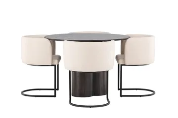 Olivia Spisegruppe 110 cm Rund med 4 Simrishamn Stoler - Beige - Møbler - Bord - Spisegrupper