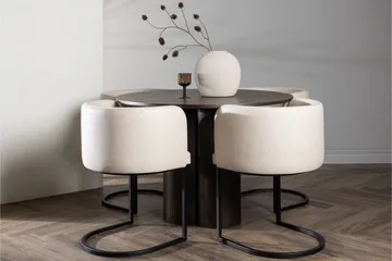 Olivia Spisegruppe 110 cm Rund med 4 Simrishamn Stoler - Beige - Møbler - Bord - Spisegrupper