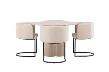 Olivia Spisegruppe 110 cm Rund med 4 Simrishamn Stoler - Whitewash - Møbler - Bord - Spisegrupper