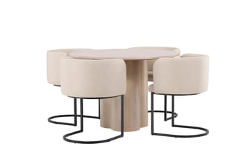 Olivia Spisegruppe 110 cm Rund med 4 Simrishamn Stoler - Whitewash - Møbler - Bord - Spisegrupper