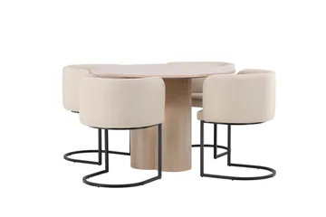 Olivia Spisegruppe 110 cm Rund med 4 Simrishamn Stoler - Whitewash - Møbler - Bord - Spisegrupper