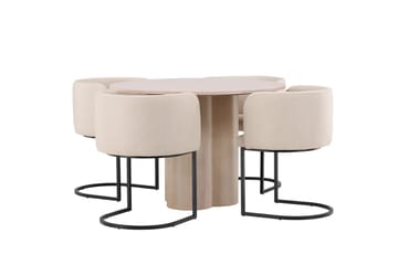 Olivia Spisegruppe 110 cm Rund med 4 Simrishamn Stoler - Whitewash - Møbler - Bord - Spisegrupper