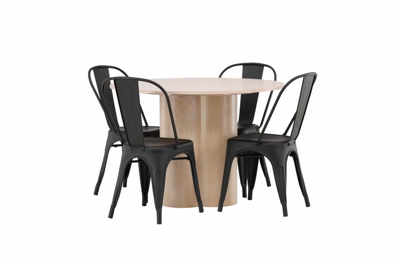 Olivia Spisegruppe 110 cm Rund med 4 Tempe Stoler - Svart - Møbler - Bord - Spisegrupper