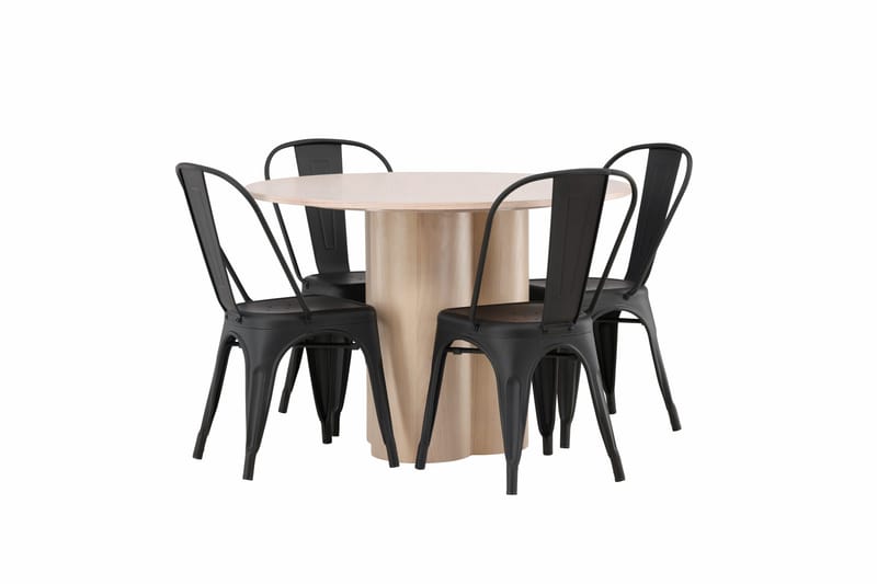 Olivia Spisegruppe 110 cm Rund med 4 Tempe Stoler - Svart - Møbler - Bord - Spisegrupper