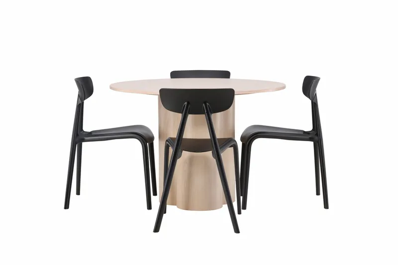 Olivia Spisegruppe 110 cm Rund med 4 Ursholmen Stoler, Whitewash