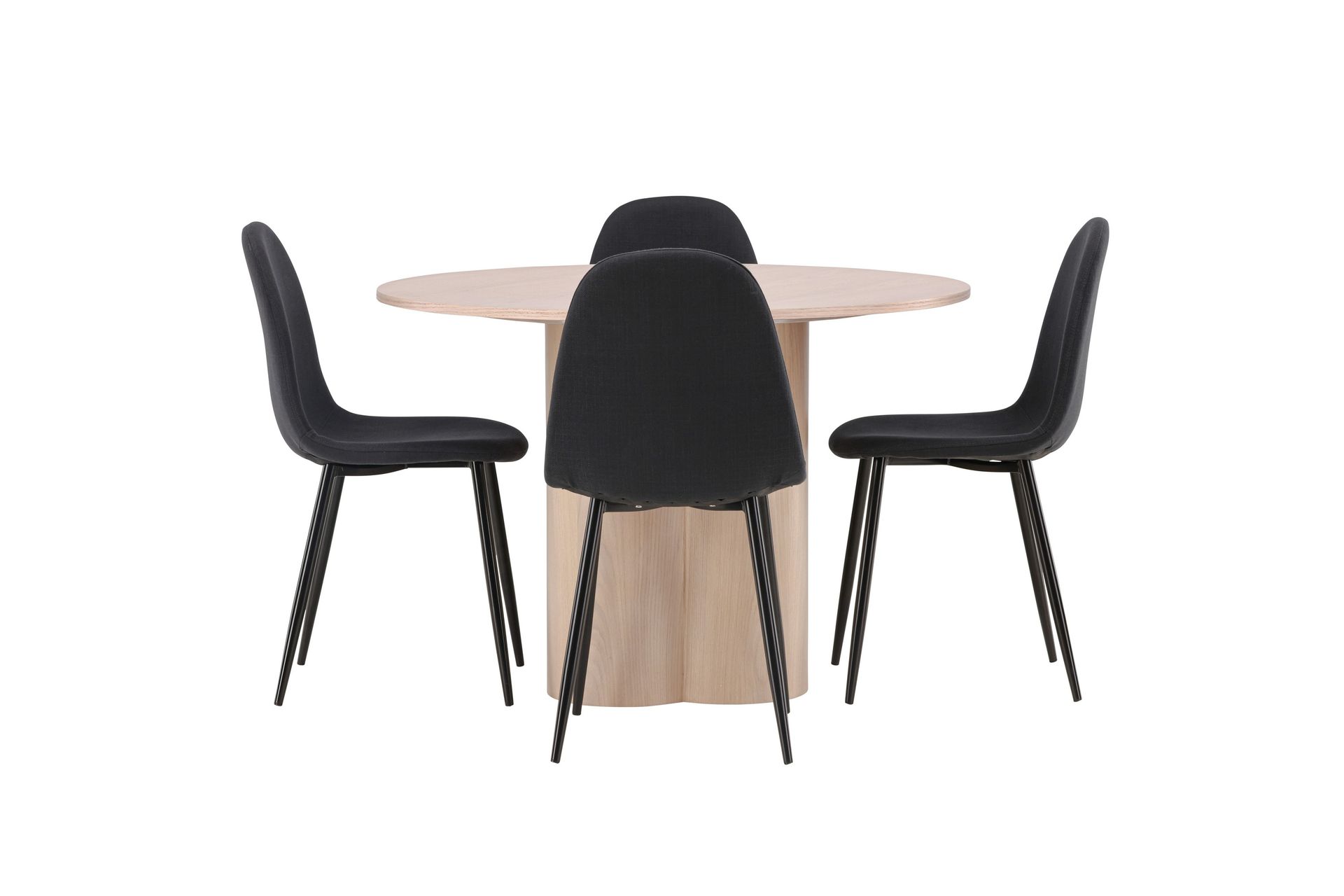 Olivia Spisegruppe 110 cm Rund med 4 Polar Stoler - Whitewash - Møbler - Bord - Spisegrupper