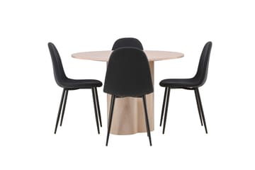 Olivia Spisegruppe 110 cm Rund med 4 Polar Stoler - Whitewash - Møbler - Bord - Spisegrupper