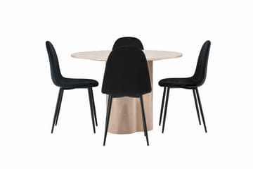 Olivia Spisegruppe 110 cm Rund med 4 Polar Stoler - Whitewash - Møbler - Bord - Spisegrupper