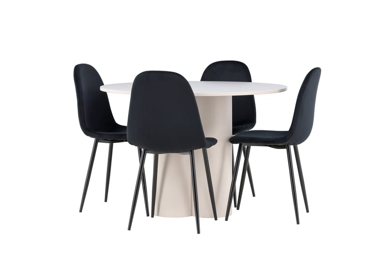 Olivia Spisegruppe 110 cm Rund med 4 Polar stoler, Beige/Svart