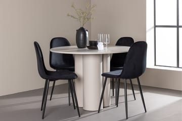 Olivia Spisegruppe 110 cm Rund med 4 Polar stoler - Beige/Svart - Møbler - Bord - Spisegrupper