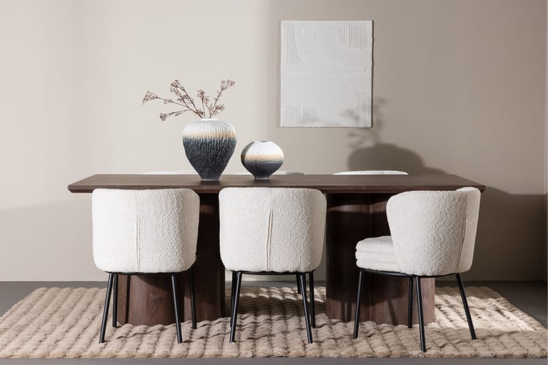 Olivia Spisegruppe 210 cm Rektangulær med 6 Agnes stoler - Mocca/Hvid - Møbler - Bord - Spisegrupper