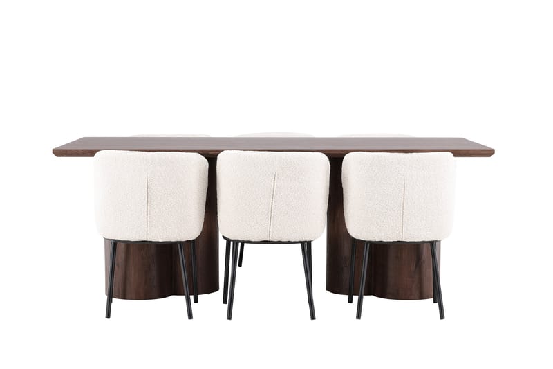 Olivia Spisegruppe 210 cm Rektangulær med 6 Agnes stoler - Mocca/Hvid - Møbler - Bord - Spisegrupper