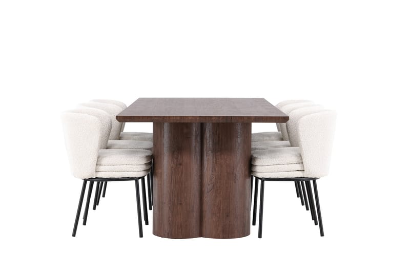 Olivia Spisegruppe 210 cm Rektangulær med 6 Agnes stoler - Mocca/Hvid - Møbler - Bord - Spisegrupper