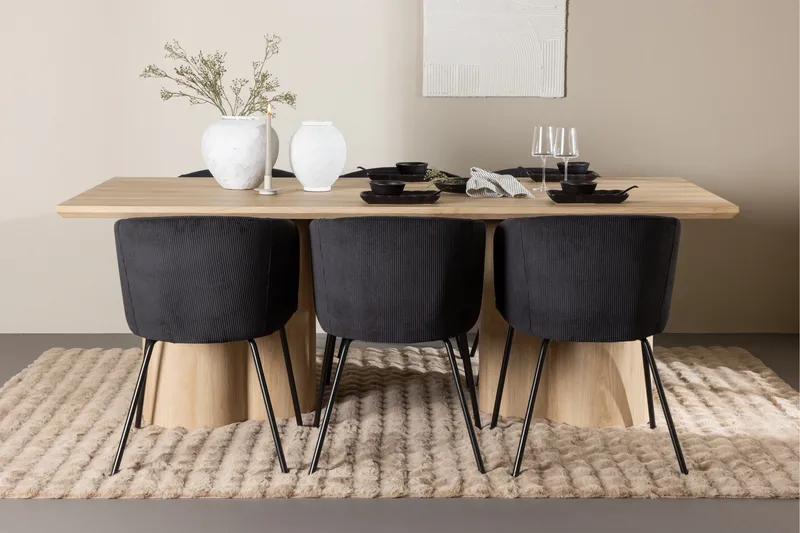 Olivia Spisegruppe 210 cm Rektangulær med 6 Berit stoler - Whitewash/Sort - Møbler - Bord - Spisegrupper