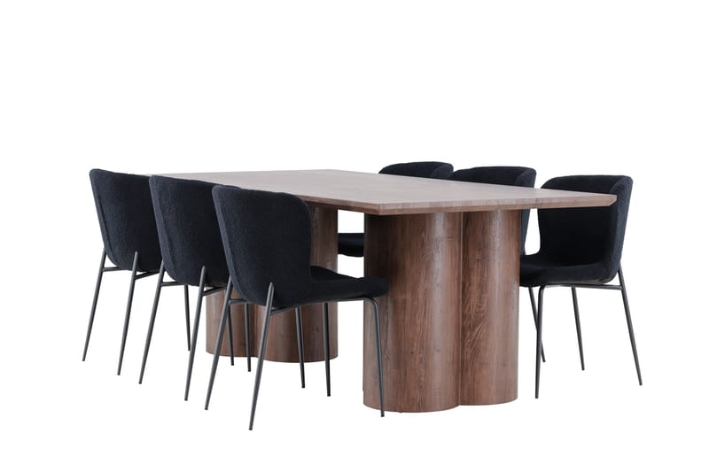 Olivia Spisegruppe 210 cm Rektangulær med 6 Modesto stoler - Mocca/Sort - Møbler - Bord - Spisegrupper