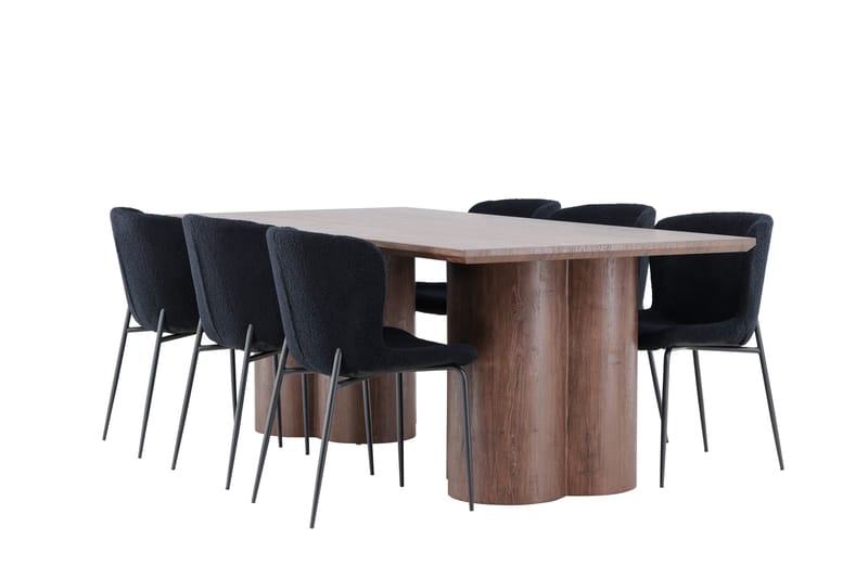 Olivia Spisegruppe 210 cm Rektangulær med 6 Modesto stoler - Mocca/Sort - Møbler - Bord - Spisegrupper