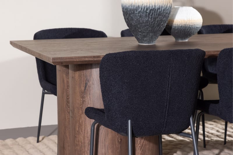 Olivia Spisegruppe 210 cm Rektangulær med 6 Modesto stoler - Mocca/Sort - Møbler - Bord - Spisegrupper