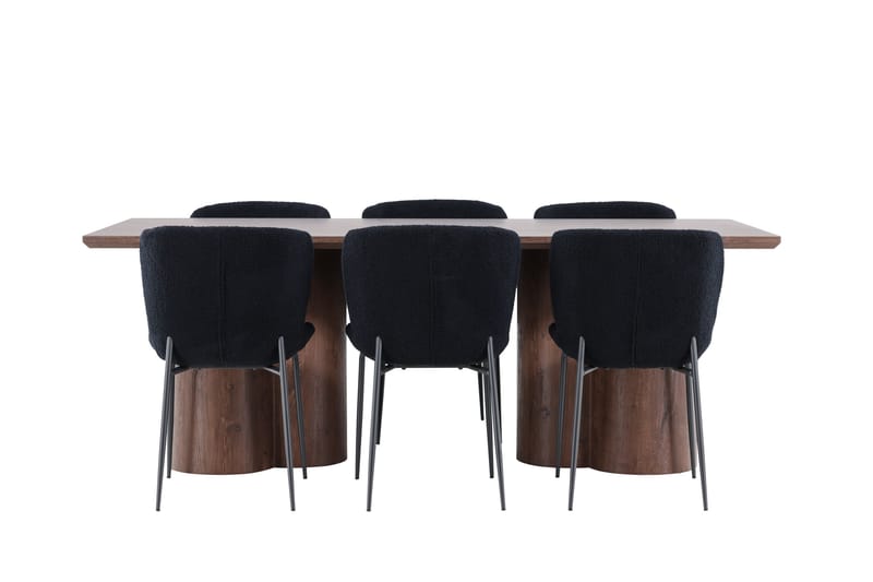 Olivia Spisegruppe 210 cm Rektangulær med 6 Modesto stoler - Mocca/Sort - Møbler - Bord - Spisegrupper