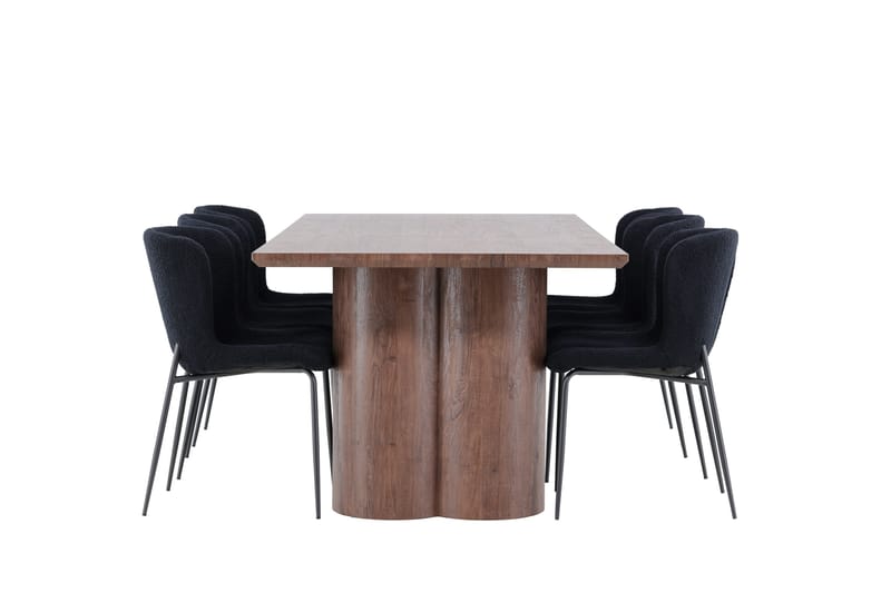 Olivia Spisegruppe 210 cm Rektangulær med 6 Modesto stoler - Mocca/Sort - Møbler - Bord - Spisegrupper