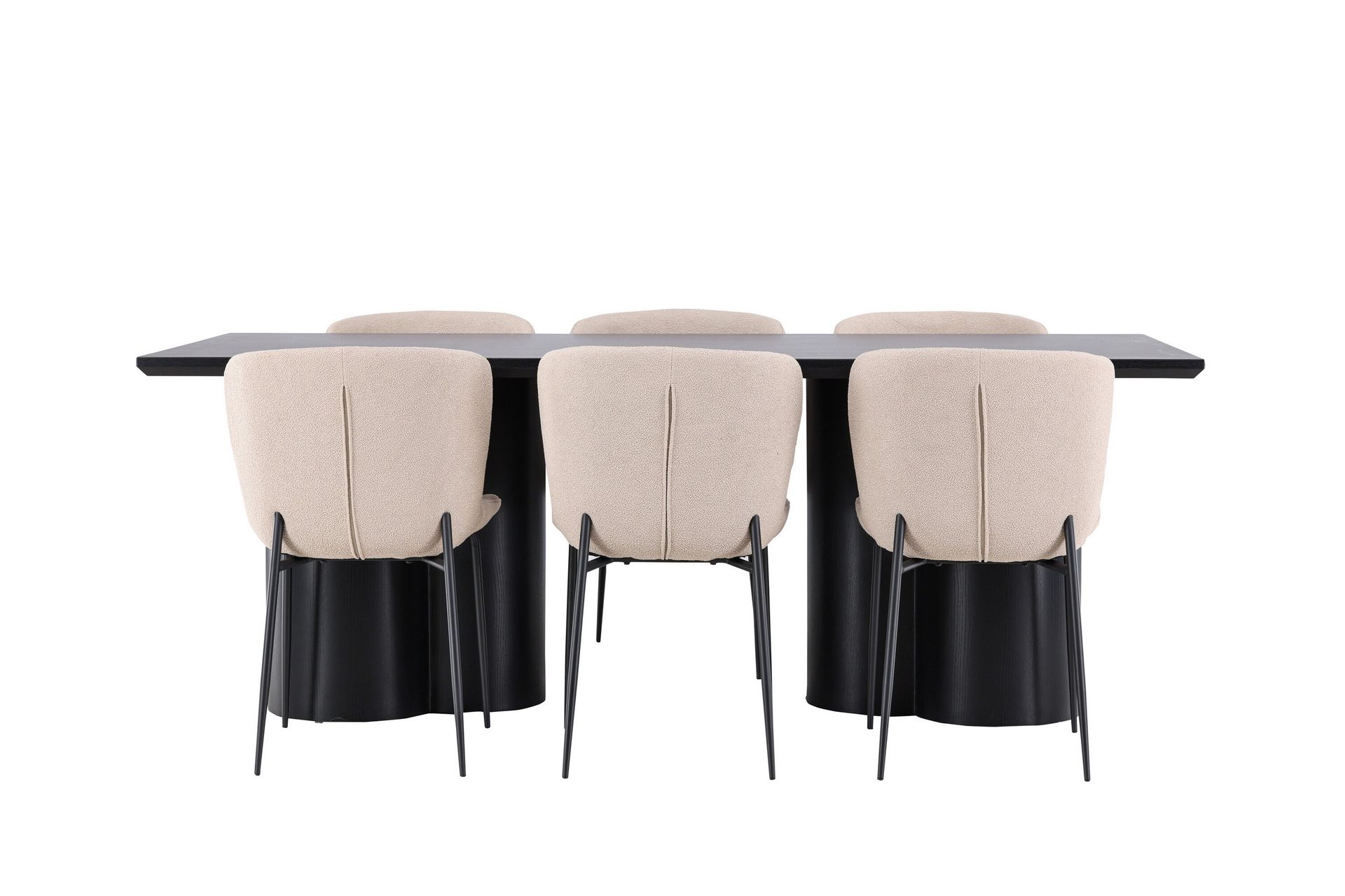 Olivia Spisegruppe 210 cm Rektangulær med 6 Modesto stoler - Sort/Beige - Møbler - Bord - Spisegrupper
