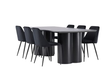 Olivia Spisegruppe 210 cm Rektangulær med 6 Night stoler - Sort/Sort - Møbler - Bord - Spisegrupper