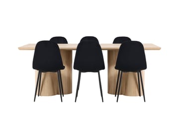 Olivia Spisegruppe 210 cm Rektangulær med 6 Polar stoler - Whitewash/Sort - Møbler - Bord - Spisegrupper