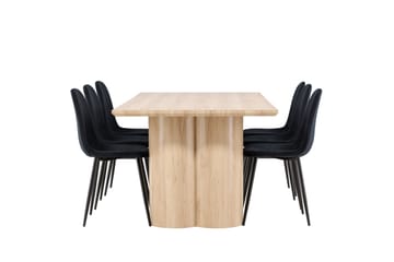 Olivia Spisegruppe 210 cm Rektangulær med 6 Polar stoler - Whitewash/Sort - Møbler - Bord - Spisegrupper