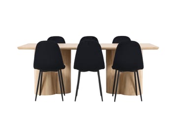 Olivia Spisegruppe 210 cm Rektangulær med 6 Polar stoler - Whitewash/Sort - Møbler - Bord - Spisegrupper