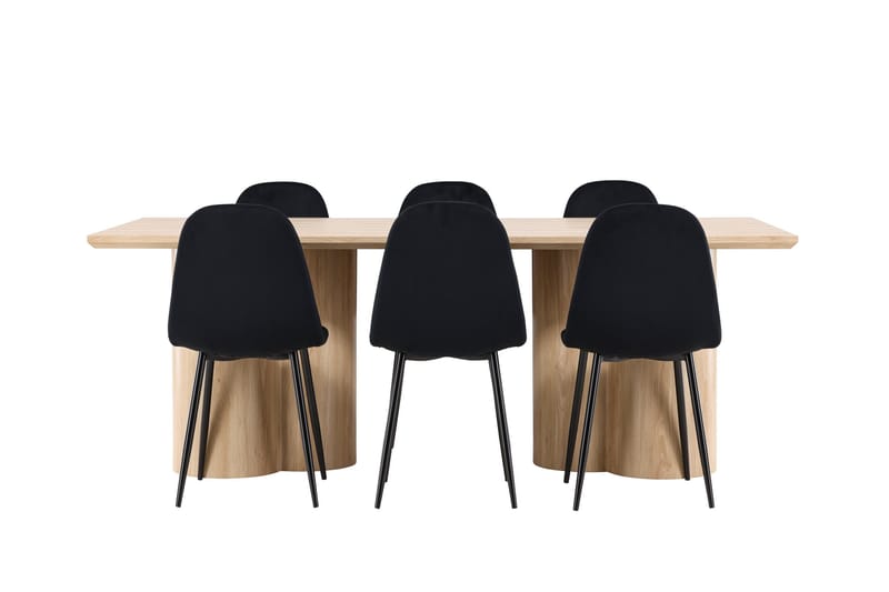 Olivia Spisegruppe 210 cm Rektangulær med 6 Polar stoler - Whitewash/Sort - Møbler - Bord - Spisegrupper