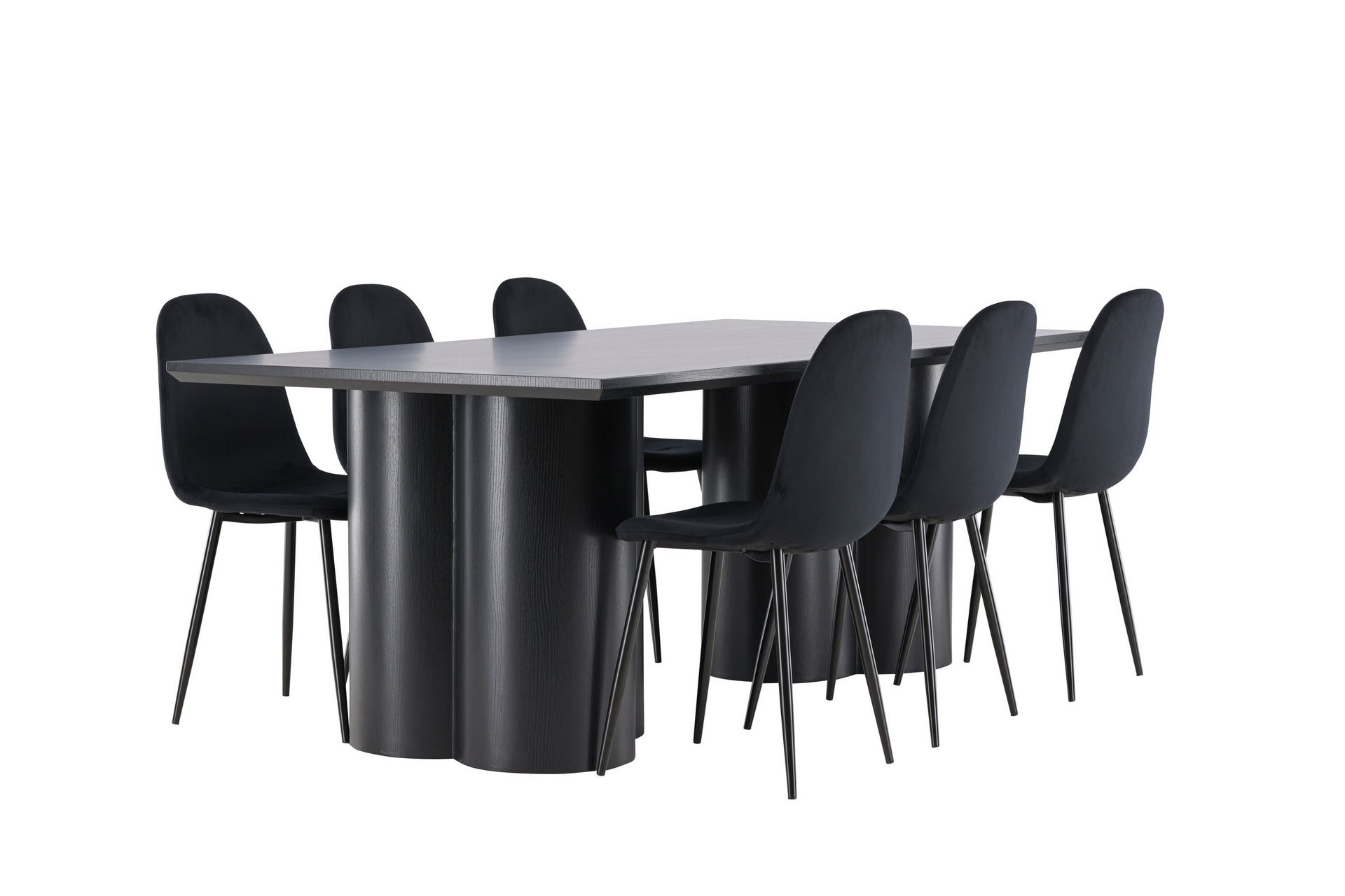 Olivia Spisegruppe 210 cm Rektangulær med 6 Polar stoler - Sort/Sort - Møbler - Bord - Spisegrupper