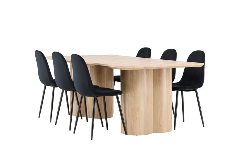 Olivia Spisegruppe 210 cm Rektangulær med 6 Polar stoler - Whitewash/Sort - Møbler - Bord - Spisegrupper