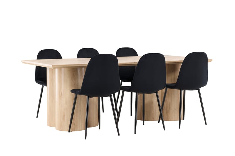 Olivia Spisegruppe 210 cm Rektangulær med 6 Polar stoler - Whitewash/Sort - Møbler - Bord - Spisegrupper