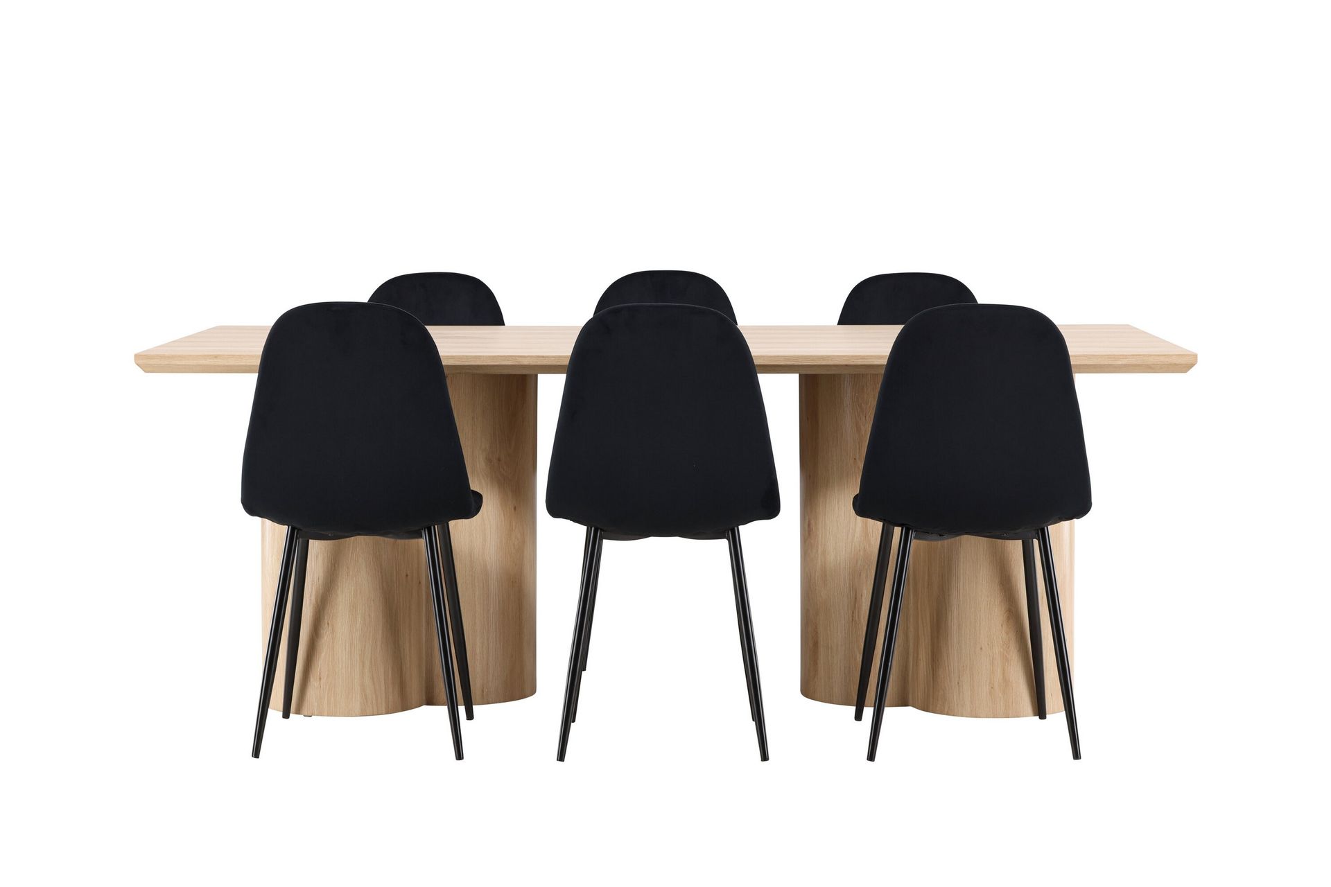 Olivia Spisegruppe 210 cm Rektangulær med 6 Polar stoler - Whitewash/Sort - Møbler - Bord - Spisegrupper