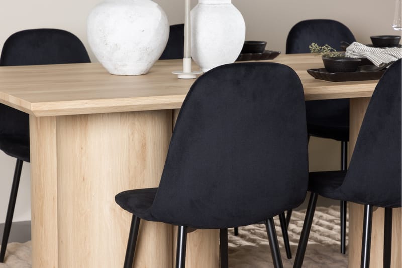 Olivia Spisegruppe 210 cm Rektangulær med 6 Polar stoler - Whitewash/Sort - Møbler - Bord - Spisegrupper